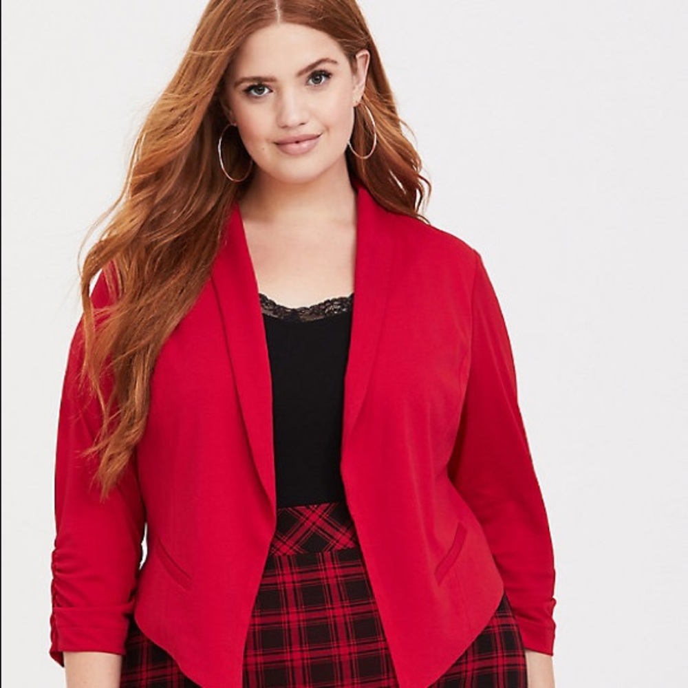 Torrid Red Woven Crepe Blazer